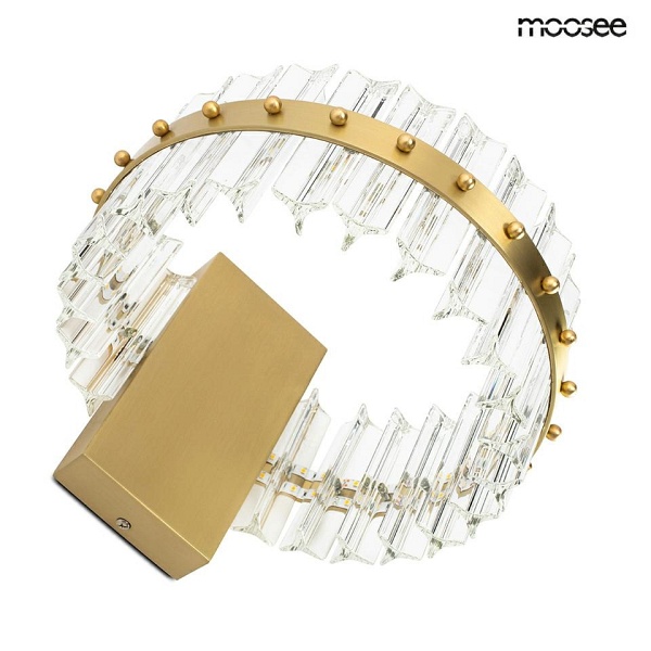 Lampa ścienna SATURNUS WALL złota - LED, kryształ, stal szczotkowana - Moosee